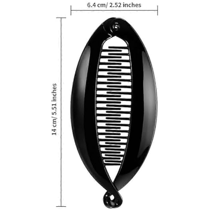 ZonShop Banana Hair Clips, Banana and Fish Design Colorful Pieces 14cm for Women and Girls, Classic French Fishtail Hair Clip (Black) - Image 2